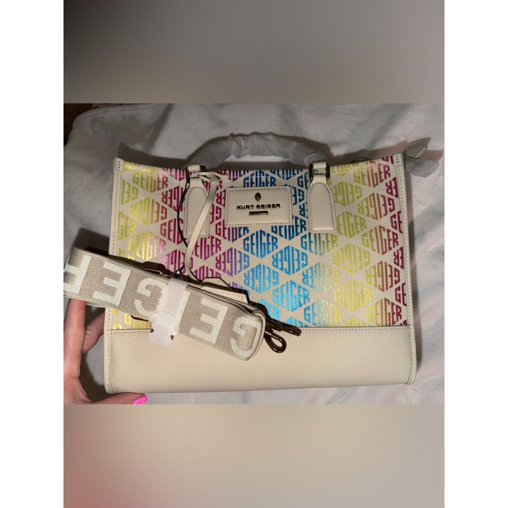 Kurt Geiger London Chiswick Tote Bag with Rainbow Print NWT and Dustbag
